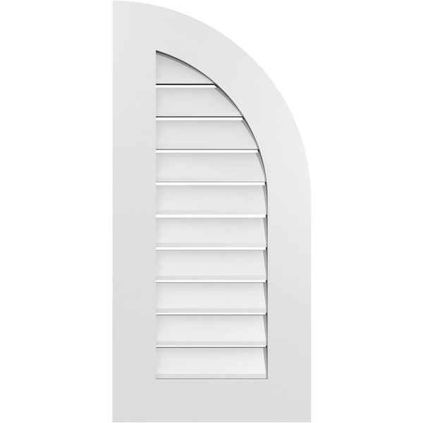Ekena Millwork Quarter Round Top Right Surface Mount PVC Gable Vent w/ 3-1/2"W x 1"P Standard Frame, 16"W x 34"H GVPQR16X3401SF - main